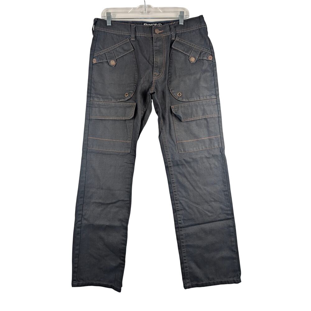 Enyce Blue Copper Stitch‎ Cargo Steampunk Mens 34x32 Denim Jeans Straight Leg